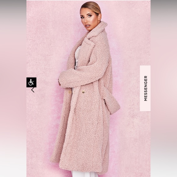 House of CB teddy bear coat blush Small or medium S M - Picture 3 of 12